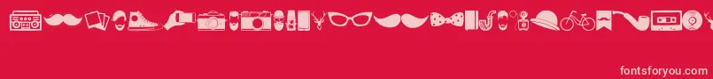 HipsterIcons Font – Pink Fonts on Red Background
