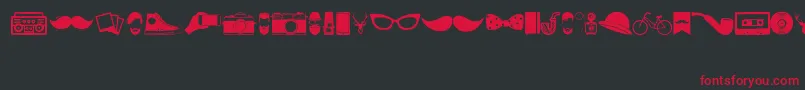 HipsterIcons-Schriftart – Rote Schriften auf schwarzem Hintergrund