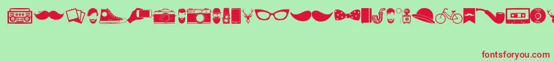 HipsterIcons Font – Red Fonts on Green Background