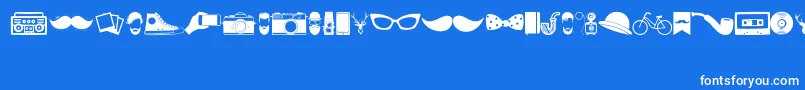HipsterIcons-Schriftart – Weiße Schriften auf blauem Hintergrund
