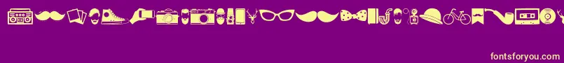 Fonte HipsterIcons – fontes amarelas em um fundo roxo