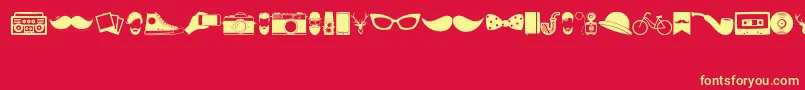 Fonte HipsterIcons – fontes amarelas em um fundo vermelho