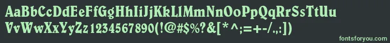 BelwestdCondensed-fontti – vihreät fontit mustalla taustalla