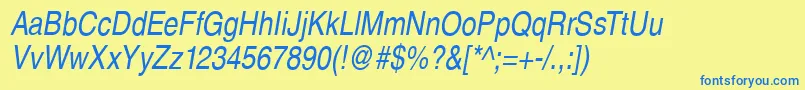 SansPsCdItalic Font – Blue Fonts on Yellow Background