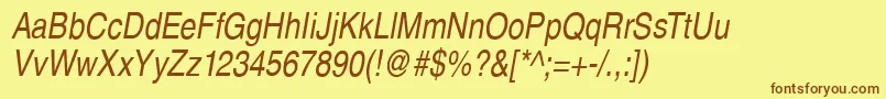 SansPsCdItalic Font – Brown Fonts on Yellow Background