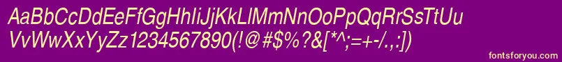 SansPsCdItalic Font – Yellow Fonts on Purple Background