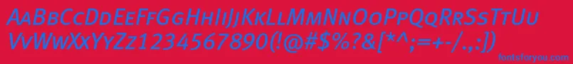 MetabookcapslfcItalic Font – Blue Fonts on Red Background