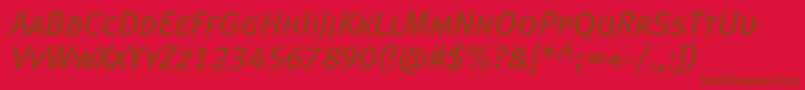 フォントMetabookcapslfcItalic – 赤い背景に茶色の文字
