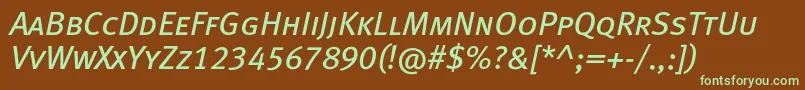 Шрифт MetabookcapslfcItalic – зелёные шрифты на коричневом фоне