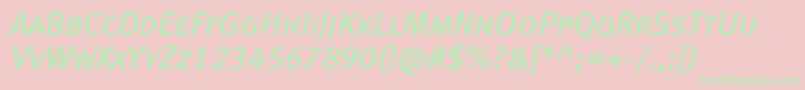 MetabookcapslfcItalic Font – Green Fonts on Pink Background