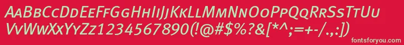 MetabookcapslfcItalic Font – Green Fonts on Red Background