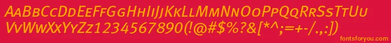 MetabookcapslfcItalic Font – Orange Fonts on Red Background