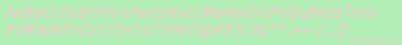Шрифт MetabookcapslfcItalic – розовые шрифты на зелёном фоне