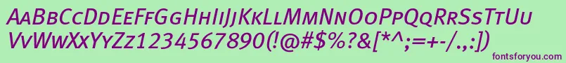 MetabookcapslfcItalic Font – Purple Fonts on Green Background