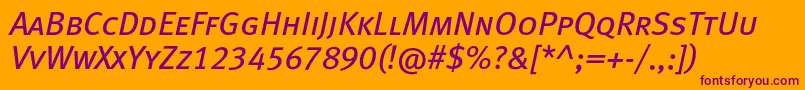 MetabookcapslfcItalic Font – Purple Fonts on Orange Background