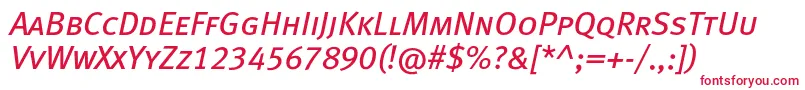 MetabookcapslfcItalic-fontti – punaiset fontit valkoisella taustalla