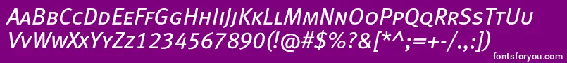 MetabookcapslfcItalic Font – White Fonts on Purple Background
