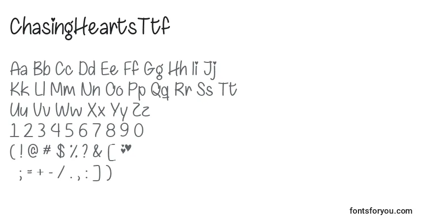 Schriftart ChasingHeartsTtf – Alphabet, Zahlen, spezielle Symbole