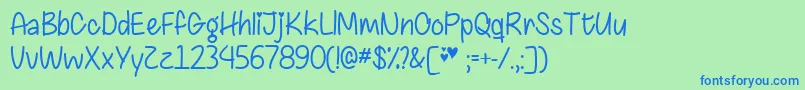 ChasingHeartsTtf Font – Blue Fonts on Green Background