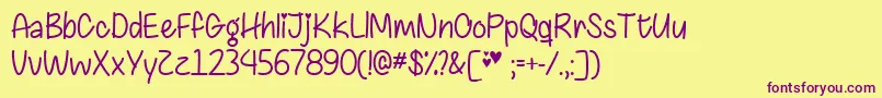 ChasingHeartsTtf Font – Purple Fonts on Yellow Background
