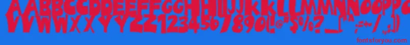 Ufrayd-Schriftart – Rote Schriften auf blauem Hintergrund