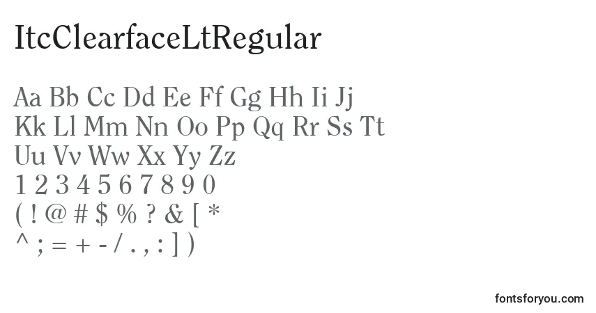 Czcionka ItcClearfaceLtRegular – alfabet, cyfry, specjalne znaki