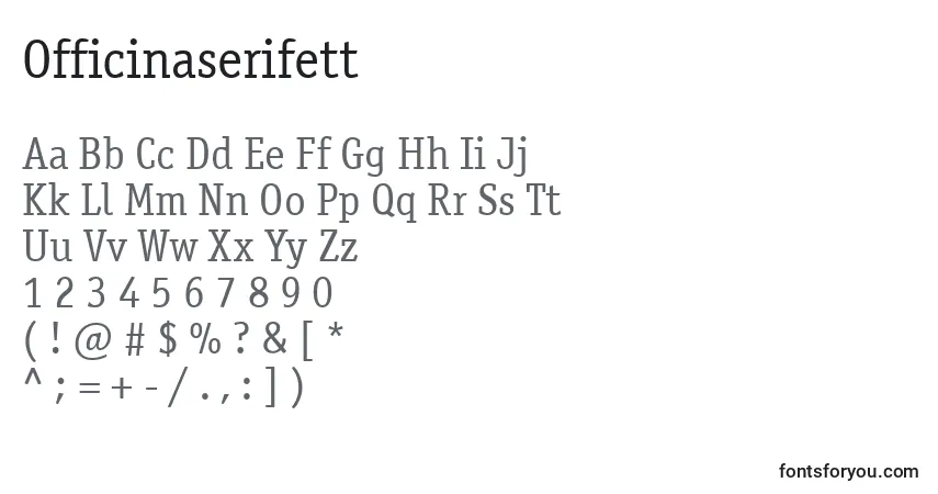 Schriftart Officinaserifett – Alphabet, Zahlen, spezielle Symbole