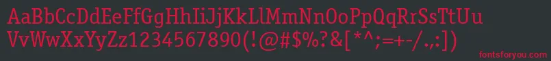 フォントOfficinaserifett – 黒い背景に赤い文字