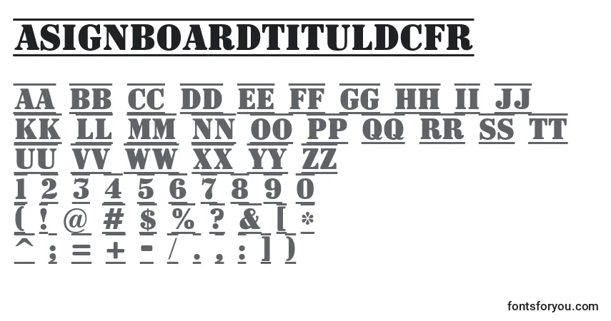 Шрифт ASignboardtituldcfr – алфавит, цифры, специальные символы