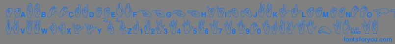 Minipicsasl-Schriftart – Blaue Schriften auf grauem Hintergrund
