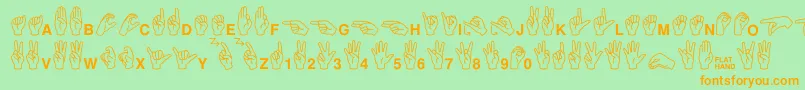 Minipicsasl-Schriftart – Orangefarbene Schriften auf grünem Hintergrund