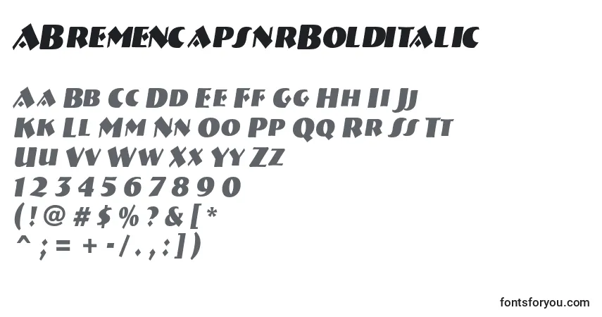 Schriftart ABremencapsnrBolditalic – Alphabet, Zahlen, spezielle Symbole