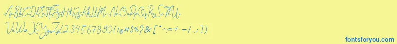 Cantilena Font – Blue Fonts on Yellow Background