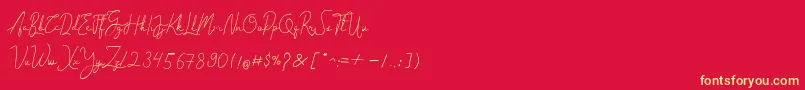 Cantilena Font – Yellow Fonts on Red Background