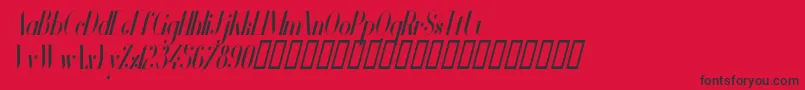 VanityBoldNarrowItalic-Schriftart – Schwarze Schriften auf rotem Hintergrund