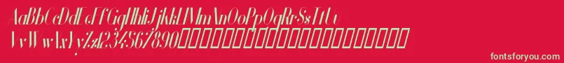 Fonte VanityBoldNarrowItalic – fontes verdes em um fundo vermelho