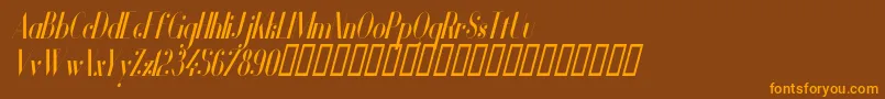 VanityBoldNarrowItalic Font – Orange Fonts on Brown Background