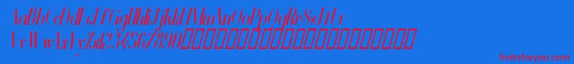 VanityBoldNarrowItalic Font – Red Fonts on Blue Background