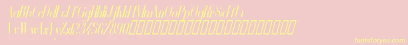 Czcionka VanityBoldNarrowItalic – żółte czcionki na różowym tle