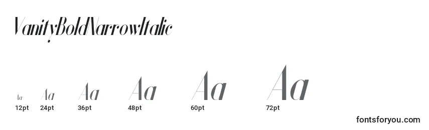 VanityBoldNarrowItalic Font Sizes