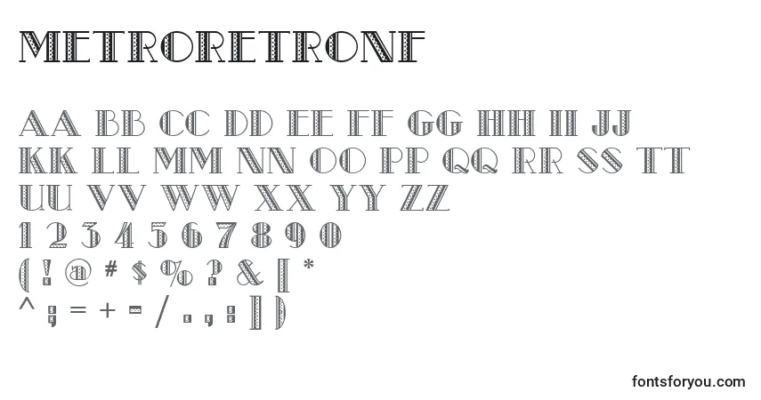 Schriftart Metroretronf – Alphabet, Zahlen, spezielle Symbole