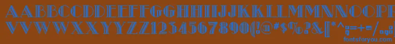 フォントMetroretronf – 茶色の背景に青い文字