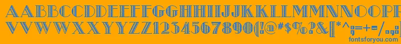 Metroretronf-Schriftart – Blaue Schriften auf orangefarbenem Hintergrund