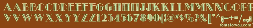 フォントMetroretronf – 緑色の文字が茶色の背景にあります。