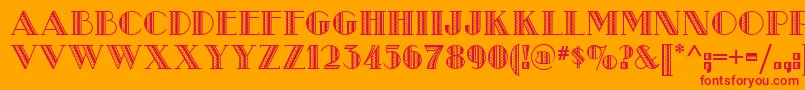 Metroretronf-Schriftart – Rote Schriften auf orangefarbenem Hintergrund