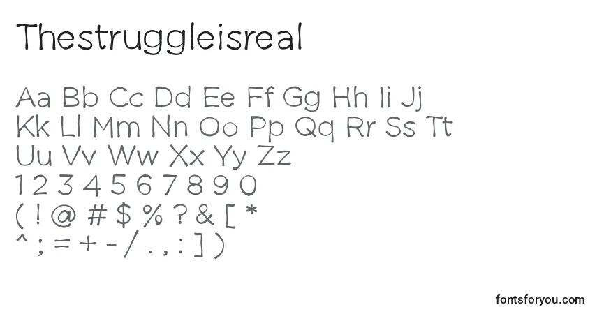 Fuente Thestruggleisreal - alfabeto, números, caracteres especiales