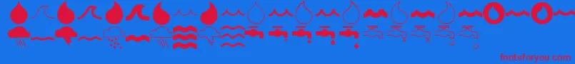MostlywavesRegular Font – Red Fonts on Blue Background