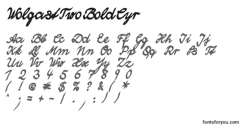 A fonte WolgastTwoBoldCyr – alfabeto, números, caracteres especiais