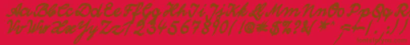 WolgastTwoBoldCyr-Schriftart – Braune Schriften auf rotem Hintergrund