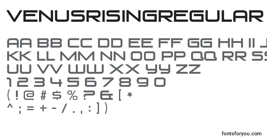 Шрифт VenusrisingRegular – алфавит, цифры, специальные символы